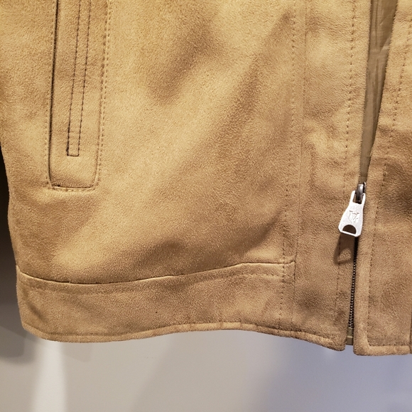 VG Collection Womens Aviator Pilot Jacket Faux Suede Shearling Collar M Italy - Picture 6 of 9